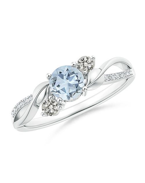 Aquamarine and Diamond Twisted Vine Engagement Ring, Angara