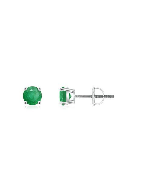 Round Emerald Stud Earrings, Angara