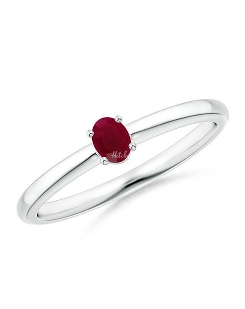 Classic Solitaire Oval Ruby Promise Ring, Angara