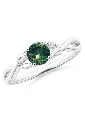 Nature Inspired Teal Montana Sapphire Ring with Leaf Motifs, Angara