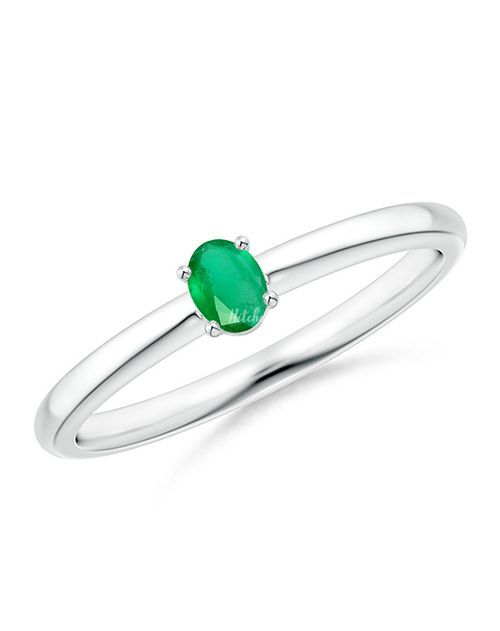 Classic Solitaire Oval Emerald Promise Ring, Angara