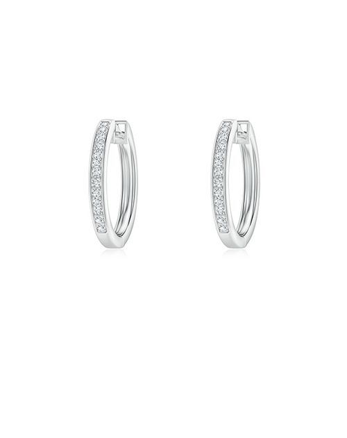 Pave-Set Diamond Hinged Hoop Earrings, Angara