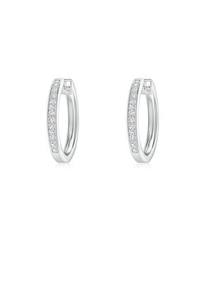 Pave-Set Diamond Hinged Hoop Earrings, Angara