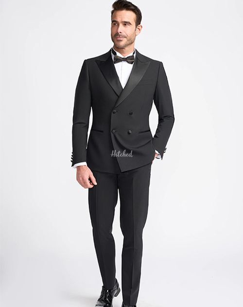 Aspen Black Double Breasted Two Piece Suit, House of Cavani