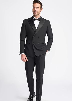 Aspen Black Double Breasted Two Piece Suit, House of Cavani