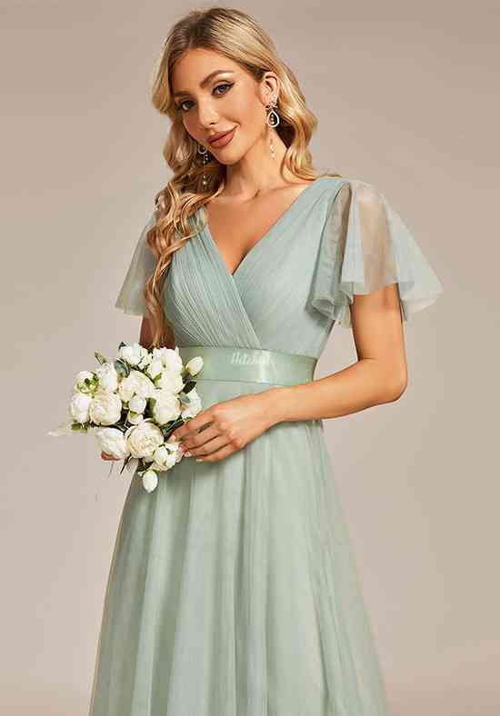 green and white floral mini dress Ever-Pretty Plus Size Glamorous Sequin Ruffle Sleeve Maxi Formal Evening Dress main image 1