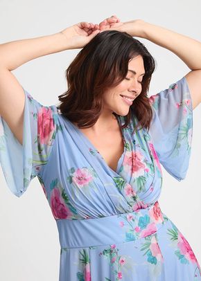Victoria Blue Pink Angel Sleeve Mesh Long Midi Dress, Scarlett & Jo