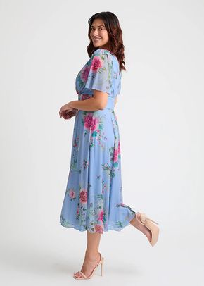 Victoria Blue Pink Angel Sleeve Mesh Long Midi Dress, Scarlett & Jo