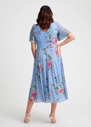 Victoria Blue Pink Angel Sleeve Mesh Long Midi Dress, Scarlett & Jo