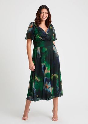 Victoria Green Blue Angel Sleeve Mesh Long Midi Dress, Scarlett & Jo