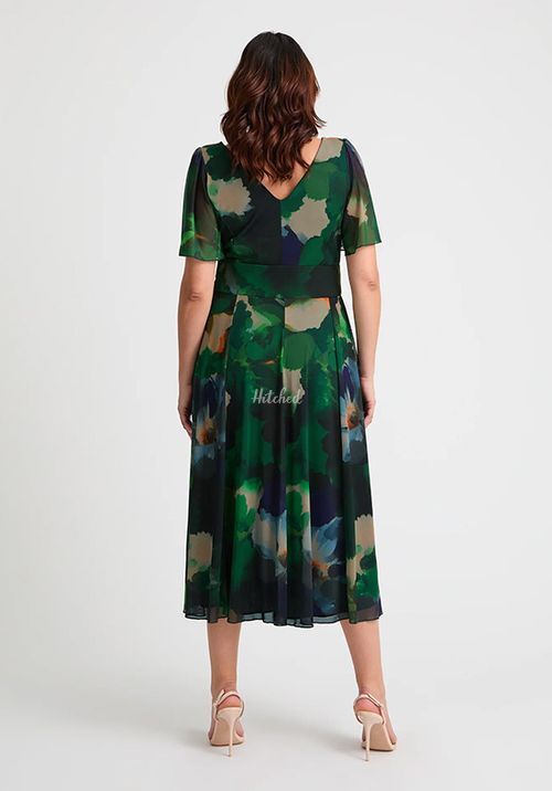 Victoria Green Blue Angel Sleeve Mesh Long Midi Dress, Scarlett & Jo