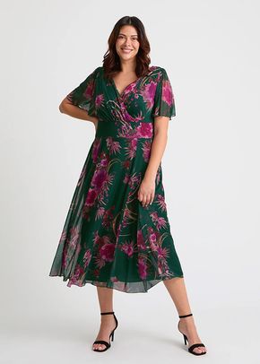 Victoria Green Pink Angel Sleeve Mesh Long Midi Dress, Scarlett & Jo