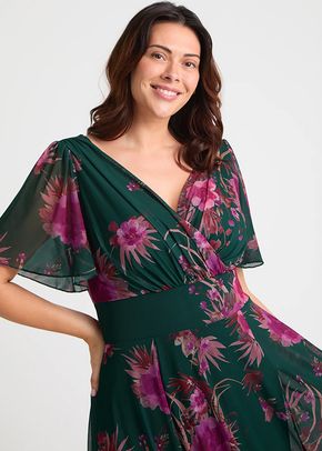 Victoria Green Pink Angel Sleeve Mesh Long Midi Dress, Scarlett & Jo