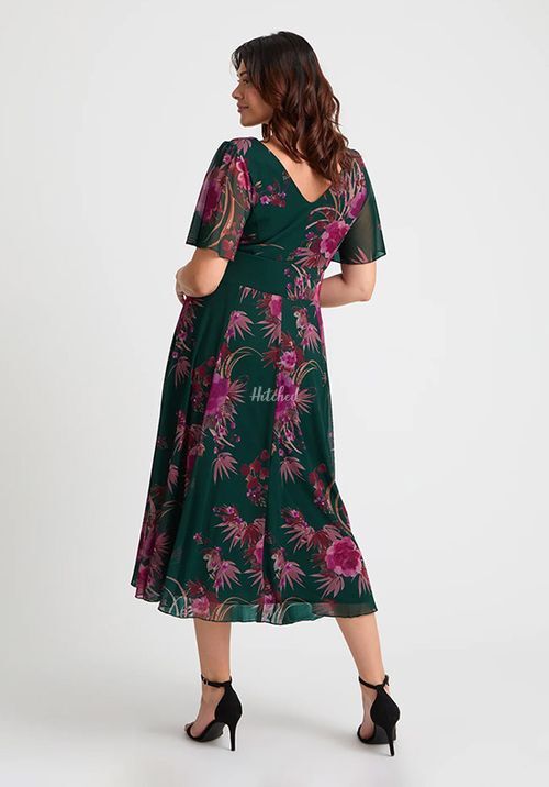 Victoria Green Pink Angel Sleeve Mesh Long Midi Dress, Scarlett & Jo