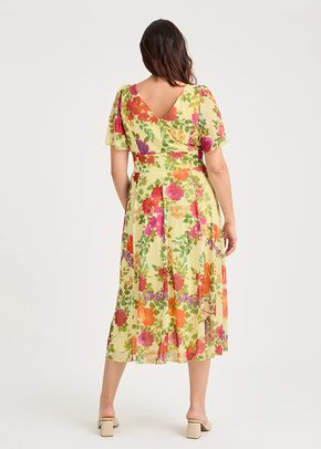 Victoria Lemon Multi Angel Sleeve Mesh Long Midi Dress, Scarlett & Jo