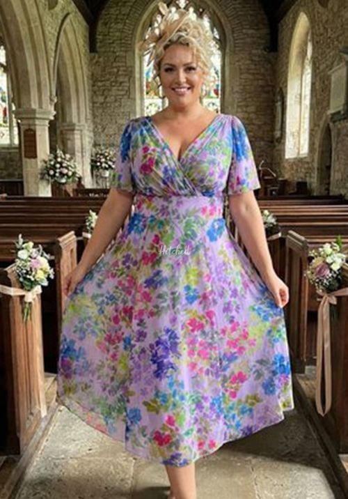 Victoria Lilac Multi Angel Sleeve Mesh Long Midi Dress, Scarlett & Jo