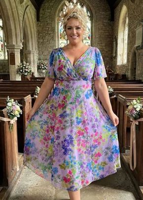 Victoria Lilac Multi Angel Sleeve Mesh Long Midi Dress, Scarlett & Jo