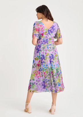 Victoria Lilac Multi Angel Sleeve Mesh Long Midi Dress, Scarlett & Jo