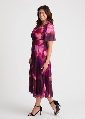 Victoria Wine Pink Angel Sleeve Mesh Long Midi Dress, Scarlett & Jo