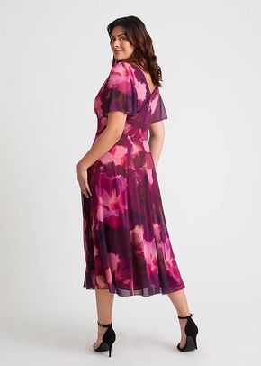 Victoria Wine Pink Angel Sleeve Mesh Long Midi Dress, Scarlett & Jo