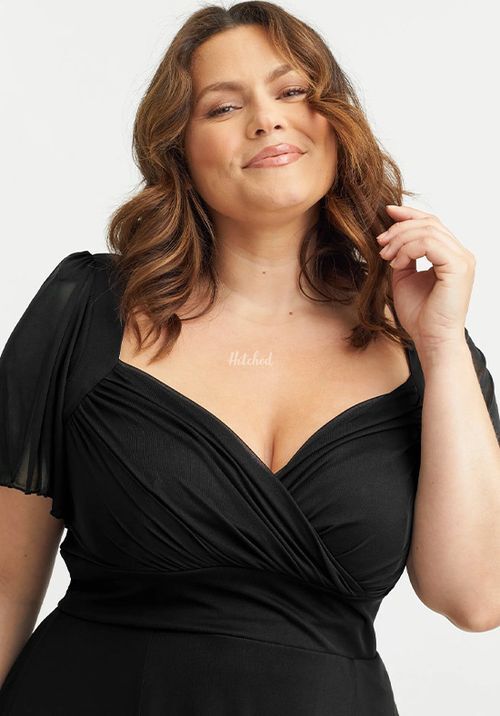 Kemi Solid Black Bolero Wrap Bodice Maxi Gown, Scarlett & Jo