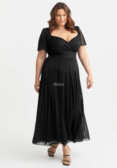 Kemi Solid Black Bolero Wrap Bodice Maxi Gown, Scarlett & Jo
