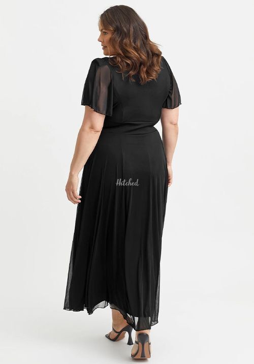 Kemi Solid Black Bolero Wrap Bodice Maxi Gown, Scarlett & Jo