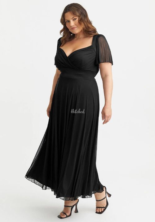 Kemi Solid Black Bolero Wrap Bodice Maxi Gown, Scarlett & Jo