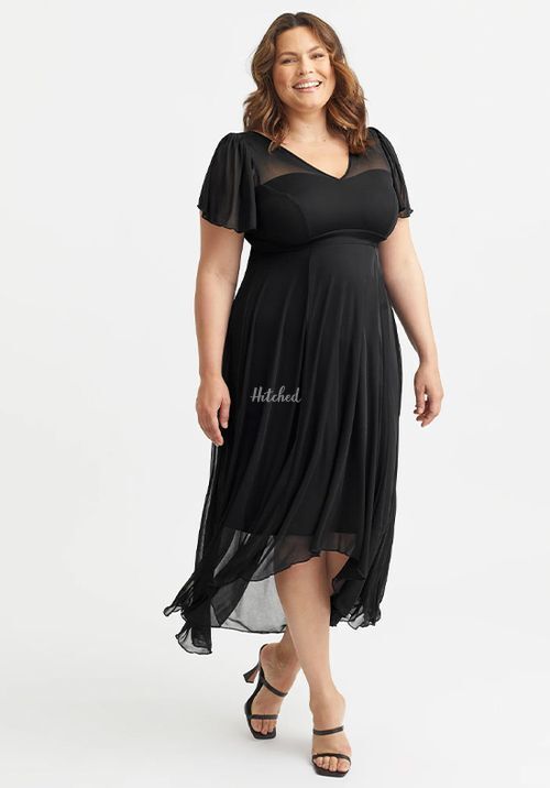 Tilly Black Angel Sleeve Sweetheart Dress, Scarlett & Jo