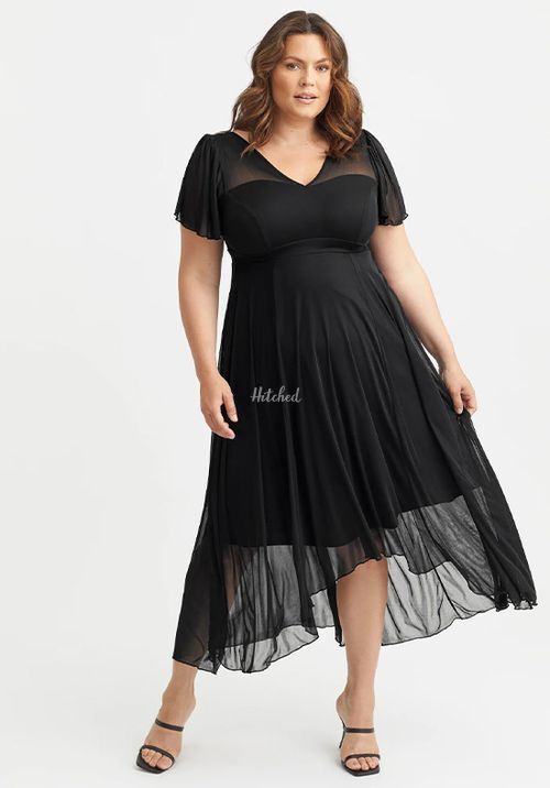 Tilly Black Angel Sleeve Sweetheart Dress, Scarlett & Jo