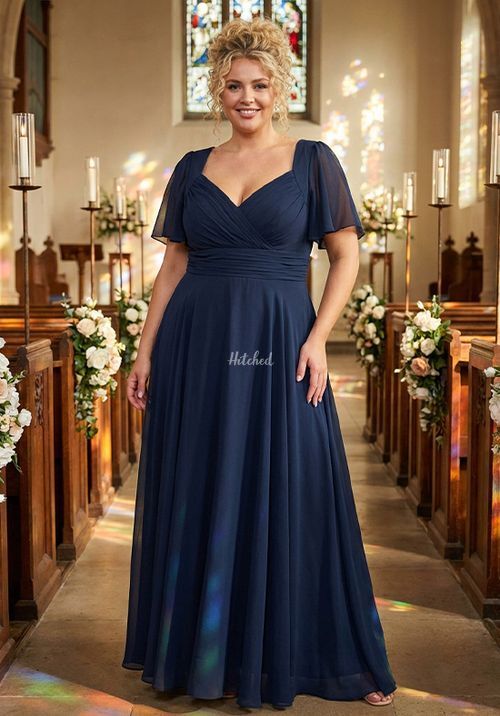 Kemi Solid Navy Bolero Wrap Bodice Maxi Gown, Scarlett & Jo