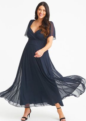 Kemi Solid Navy Bolero Wrap Bodice Maxi Gown, Scarlett & Jo