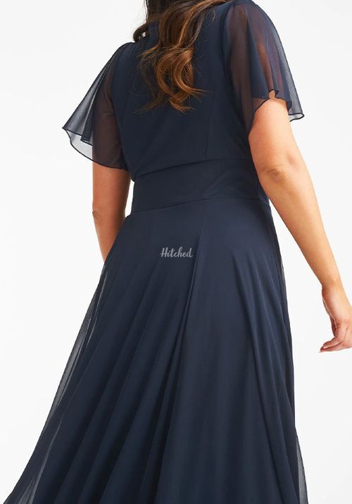 Kemi Solid Navy Bolero Wrap Bodice Maxi Gown, Scarlett & Jo