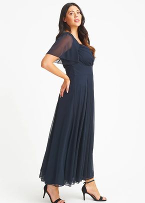 Kemi Solid Navy Bolero Wrap Bodice Maxi Gown, Scarlett & Jo