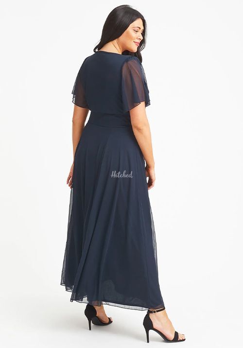 Kemi Solid Navy Bolero Wrap Bodice Maxi Gown, Scarlett & Jo