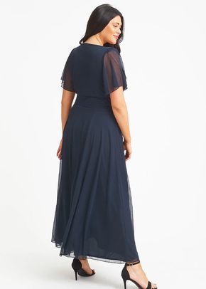 Kemi Solid Navy Bolero Wrap Bodice Maxi Gown, Scarlett & Jo