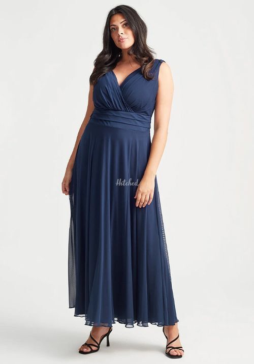 Nancy Marilyn Solid Navy Mesh Maxi Dress, Scarlett & Jo