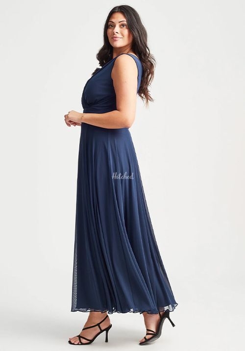 Nancy Marilyn Solid Navy Mesh Maxi Dress, Scarlett & Jo