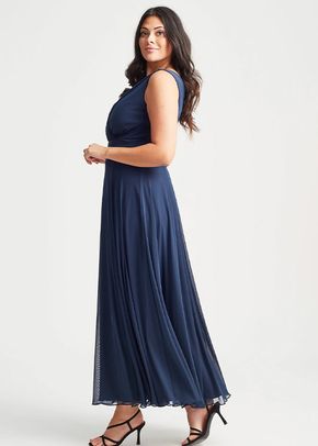 Nancy Marilyn Solid Navy Mesh Maxi Dress, Scarlett & Jo