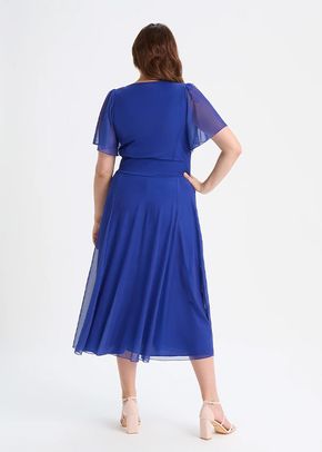 Liz Solid Sapphire Bolero Wrap Bodice Midi Dress, Scarlett & Jo