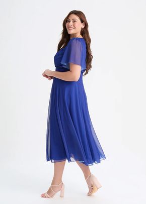 Liz Solid Sapphire Bolero Wrap Bodice Midi Dress, Scarlett & Jo