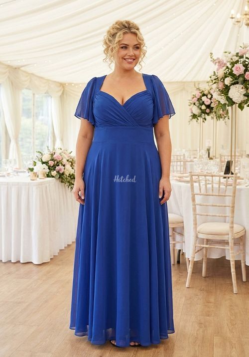 Kemi Bright Blue Bolero Wrap Bodice Maxi Gown, Scarlett & Jo