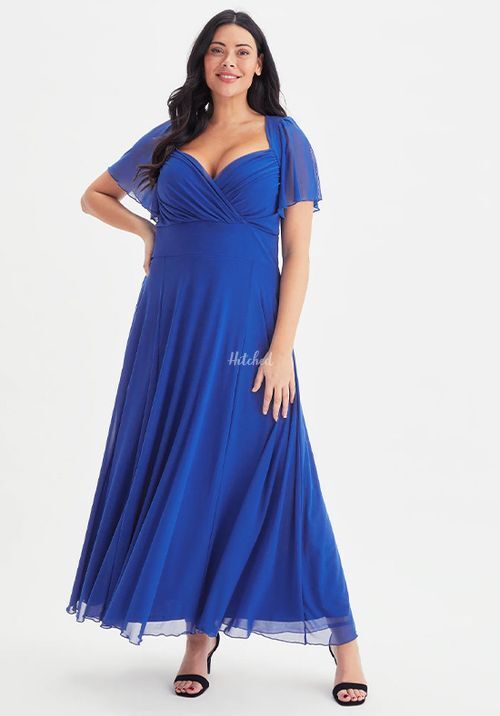 Kemi Bright Blue Bolero Wrap Bodice Maxi Gown, Scarlett & Jo