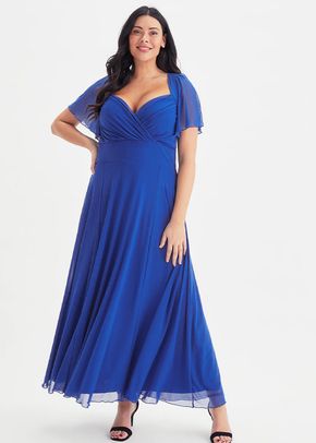 Kemi Bright Blue Bolero Wrap Bodice Maxi Gown, Scarlett & Jo