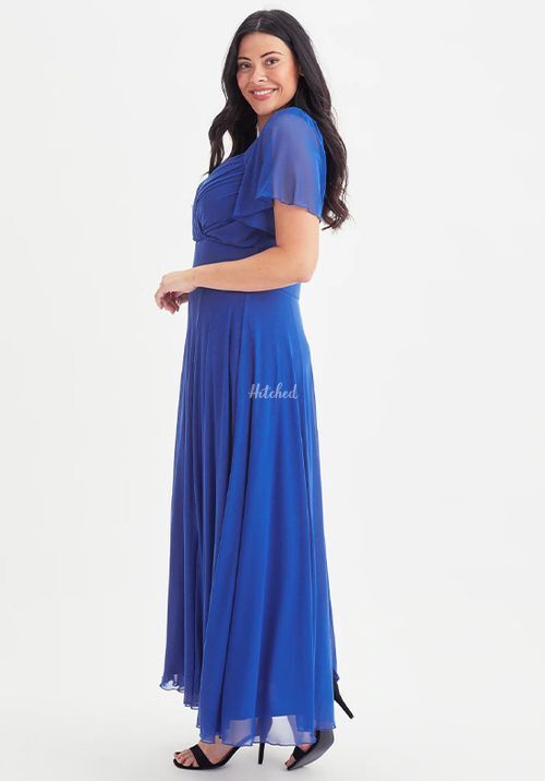 Kemi Bright Blue Bolero Wrap Bodice Maxi Gown, Scarlett & Jo