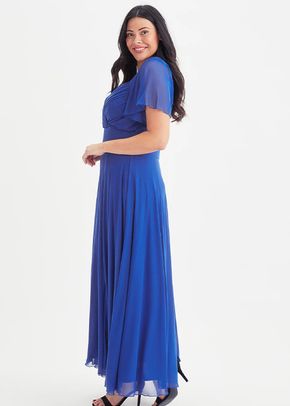 Kemi Bright Blue Bolero Wrap Bodice Maxi Gown, Scarlett & Jo
