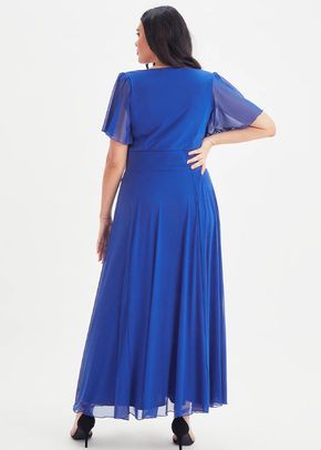 Kemi Bright Blue Bolero Wrap Bodice Maxi Gown, Scarlett & Jo