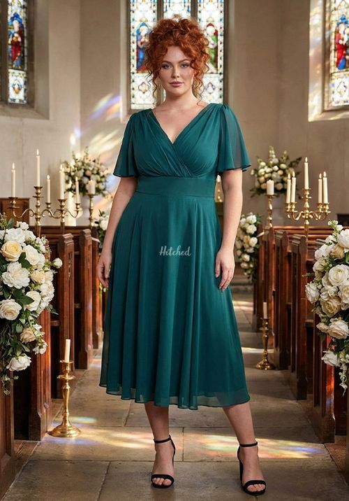 Victoria Teal Blue Angel Sleeve Mesh Midi Dress, Scarlett & Jo