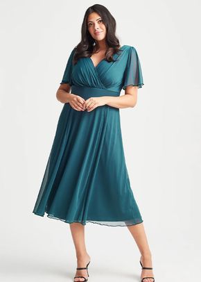 Victoria Teal Blue Angel Sleeve Mesh Midi Dress, Scarlett & Jo