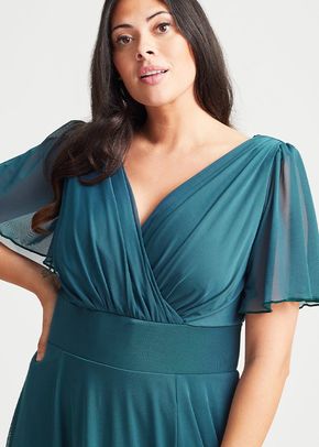 Victoria Teal Blue Angel Sleeve Mesh Midi Dress, Scarlett & Jo